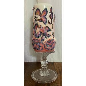 Holland House Hand Carved Candle 8” rainbow fish seahorse raised floral vintage